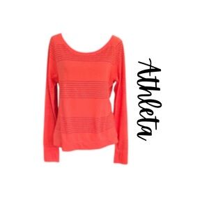 Athleta Limitless Coral Orange Perforated Athleisure Pullover Top sz M LIKE NEW!
